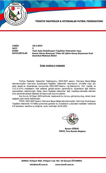 İCRA KURULU 18.04.2025 TARİHLİ KARARI